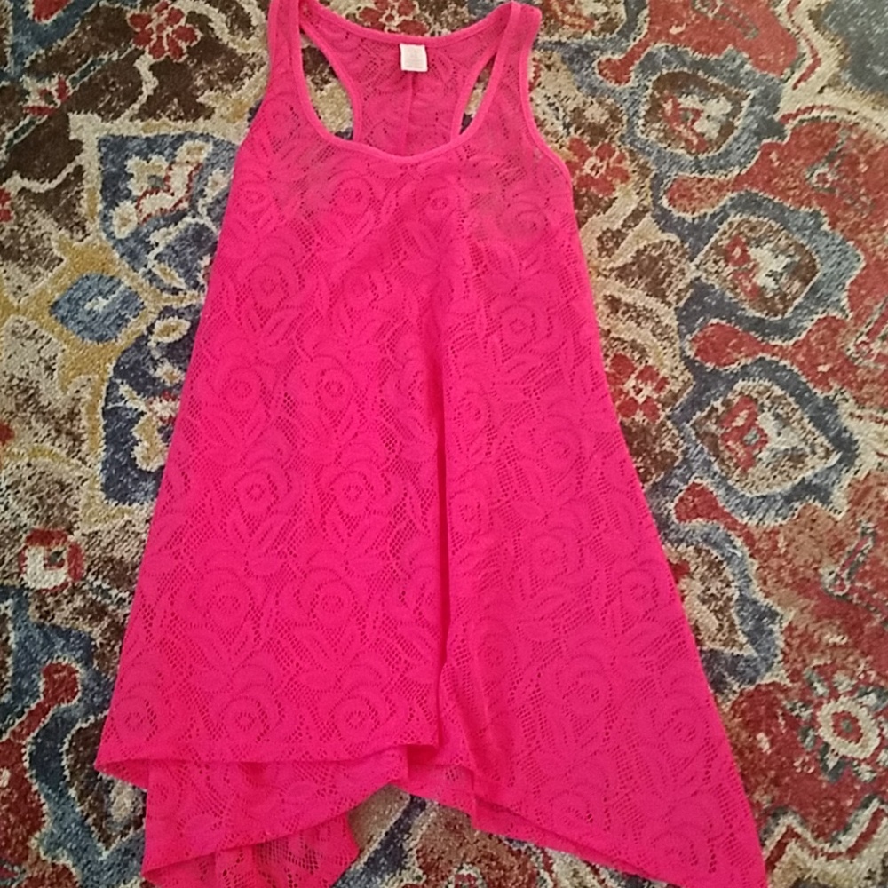 OP Ocean Pacific Pink Mesh Beach Coverup LG